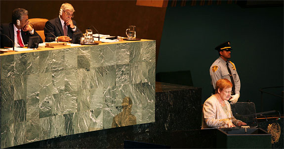 President Halonen speaking at the UN General Assembly in New York on 21 September 2011. Copyright © Office of the President of the Republic of Finland